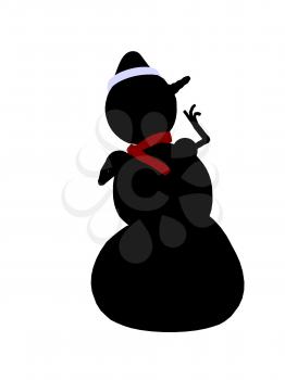 Royalty Free Clipart Image of a Black Snowman