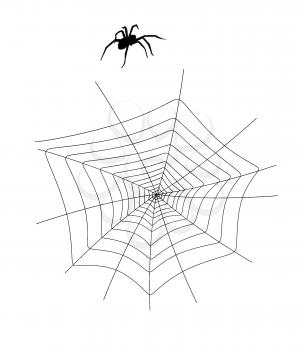 Royalty Free Clipart Image of a Spider and Web