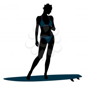 Royalty Free Clipart Image of a Surfer Girl
