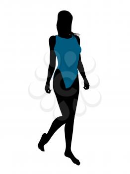 Royalty Free Clipart Image of a Woman in a Swimswuit