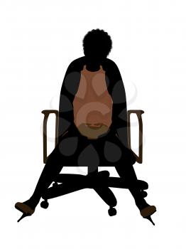 Female african american business executive silhouette on a white background
