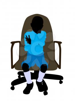 Royalty Free Clipart Image of a Little Boy in a Chair