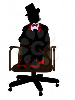 Royalty Free Clipart Image of a Woman in a Top Hat Sitting on a Chair