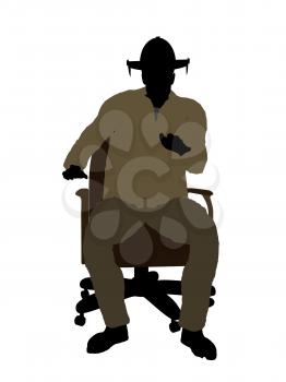 Royalty Free Clipart Image of a Firefighter in a Chair