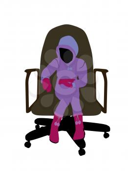 Royalty Free Photo of a Little Girl Wearing a Sweatsuit Sitting in a Chair