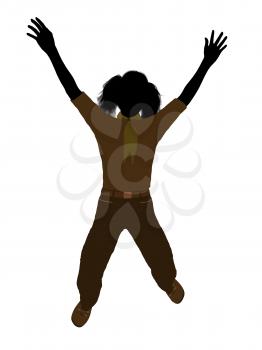 Royalty Free Clipart Image of a Girl With Her Arms Raised