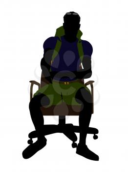 Royalty Free Clipart Image of a Man on an Office Chair