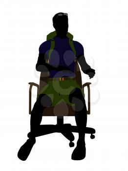 Royalty Free Clipart Image of a Man on an Office Chair