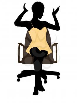 Royalty Free Clipart Image of a Woman in Lingerie Sitting on a Chair