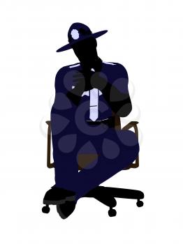 Royalty Free Clipart Image of a Police Office in a Chair