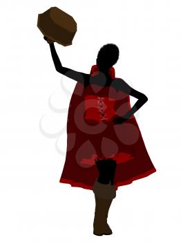 Royalty Free Clipart Image of a Woman in a Red Cape