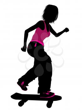 Royalty Free Clipart Image of a Girl Skateboarding