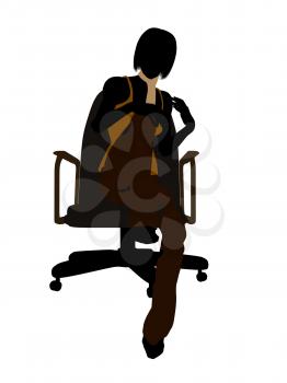 Business woman sitting in a chair silhouette illustration on a white background