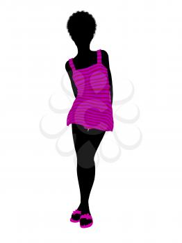 Royalty Free Clipart Image of a Young Girl in Pink
