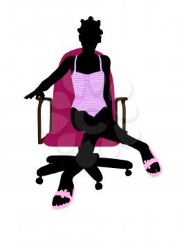 Royalty Free Clipart Image of a Girl in a Bathing Suit Sitting in a Chair