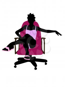 Royalty Free Clipart Image of a Girl in a Bathing Suit Sitting in a Chair