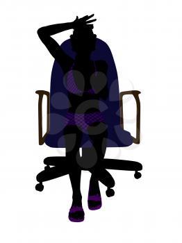 African american teen wearing a swimsuit sitting in a chair illustration silhouette on a white background