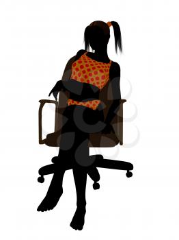 Royalty Free Clipart Image of a Girl in a Swimsuit in a Chair