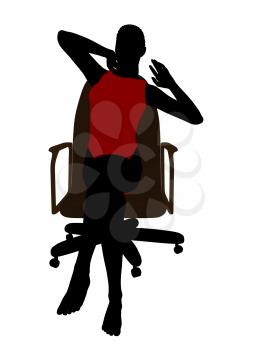 African american wearing a swimsuit sitting in an office chair illustration silhouette on a white background