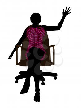 Royalty Free Clipart Image of a Woman in a Bathing Suit Sitting in a Chair