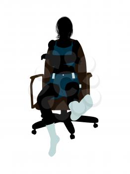 Royalty Free Clipart Image of a Woman in Lingerie in a Chair