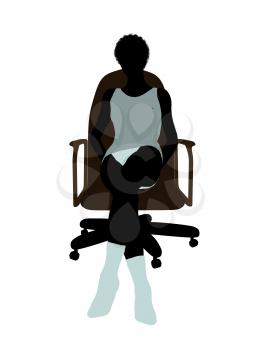 Royalty Free Clipart Image of a Woman in Underwear Sitting in a Chair