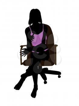 Royalty Free Clipart Image of a Silhouette Sitting in a Chair in Her Underwear