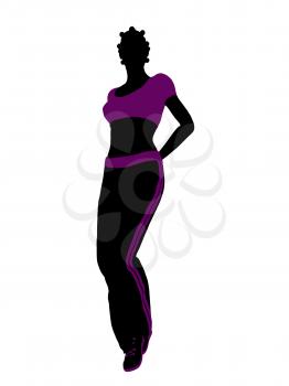African american female workout illustration silhouette on a white background