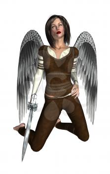 Royalty Free Clipart Image of an Archangel Warrior