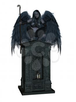 Royalty Free Clipart Image of an Angel on a Pedestal