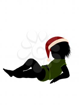 Royalty Free Clipart Image of a Baby in a Santa Hat