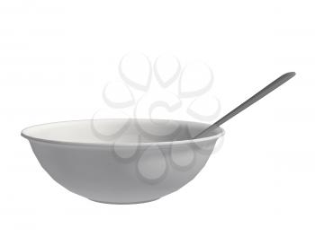 Royalty Free Clipart Image of a Bowl and Spoon