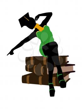 Royalty Free Clipart Image of a Woman Sitting on Books