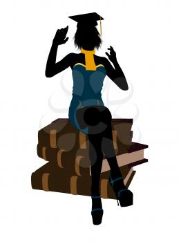 Royalty Free Clipart Image of a Woman Sitting on Books