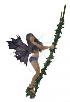 Royalty Free Clipart Image of a Fairy on a Swing