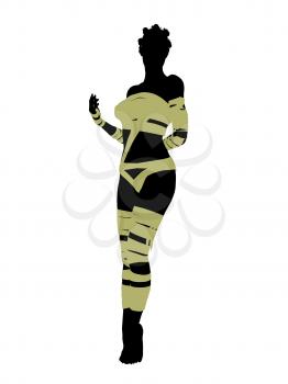 African american female mummy silhouette illustration on a white background