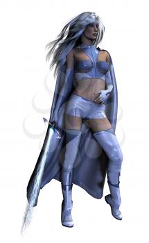 Royalty Free Clipart Image of a Science Fiction Girl