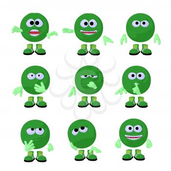 Royalty Free Clipart Image of Green Emoticons