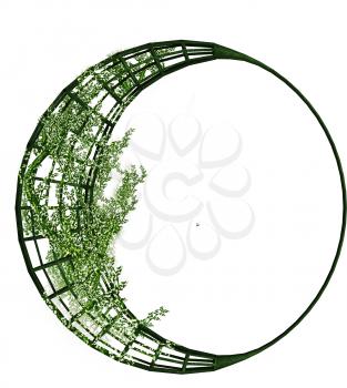 Royalty Free Clipart Image of a Vine Wrapped in a Crescent