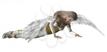 Royalty Free Clipart Image of an Angel on the Ground