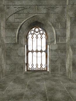 Royalty Free Clipart Image of a Gated Door