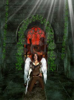 Royalty Free Clipart Image of a Fantasy Angel