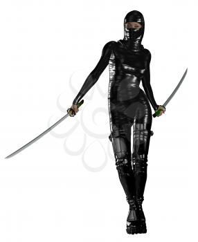 Royalty Free Clipart Image of a Female Ninja