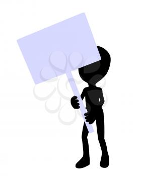 Royalty Free Clipart Image of a Clipart Illustration of a Strange Man Holding a Sign