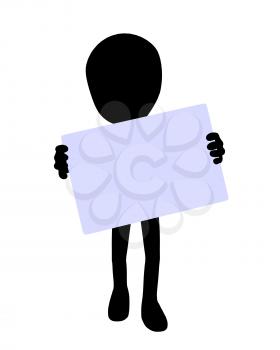Royalty Free Clipart Image of a Strange Man With a Sign
