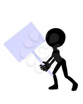 Royalty Free Clipart Image of a Strange Man With a Sign