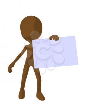Royalty Free Clipart Image of a Brown Man With a Sign