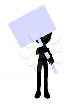 Royalty Free Clipart Image of a Worker Holding a Sign
