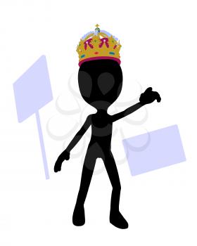 Royalty Free Clipart Image of a King Holding a Sign