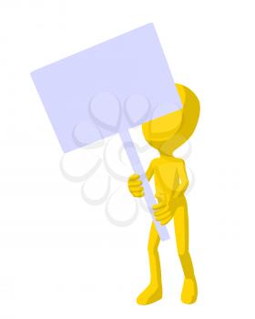 Royalty Free Clipart Image of a Yellow Man With a Sign
